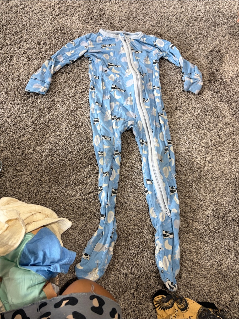 Kickee Pants Light Blue Penguin Zipper Footie